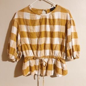 Linen Gingham Blouse - Who What Wear